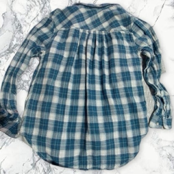 Plaid Blue, sm button up shirt - Picture 3 of 5